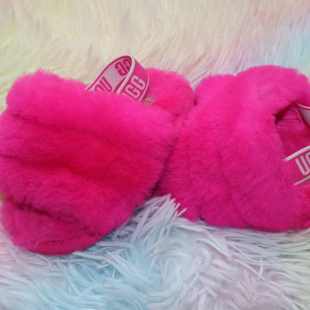 UGG Fuchsia Fluffy Kids Sandals